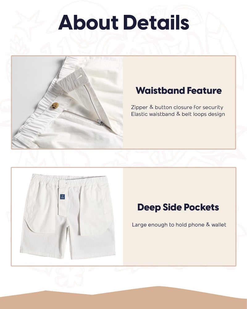 maamgic Men's Classic-fit 7" Cotton Casual Shorts Elastic Waistband with Multi-Pocket Daily Wear Walking Summer Outfit - Image 5